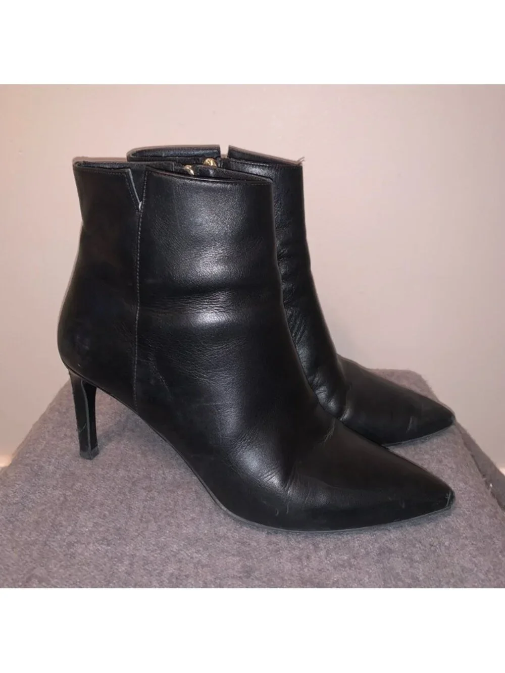 LK Bennett Black Leather Stiletto Ankle Boots 40